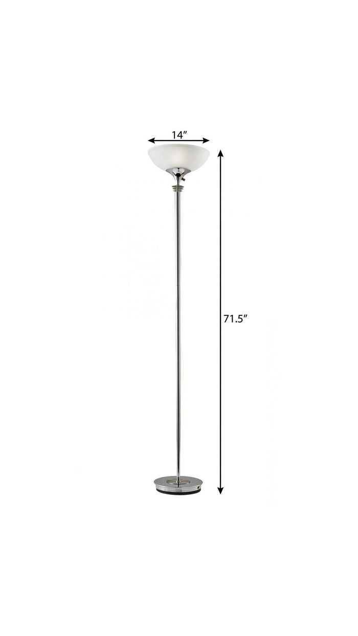 72" Silver With White Glass Shade