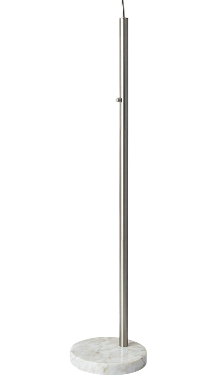 74" Silver Metal Arched Floor Lamp With Gray Linen Drum Shade