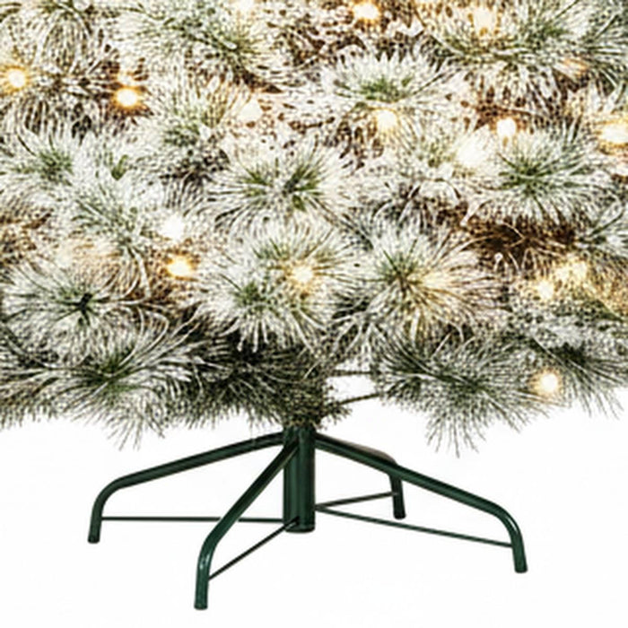 7.5' White Pre Lit Full Flocked Spruce Christmas Tree