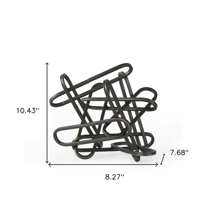 8" Black Metal Abstract Tabletop Sculpture