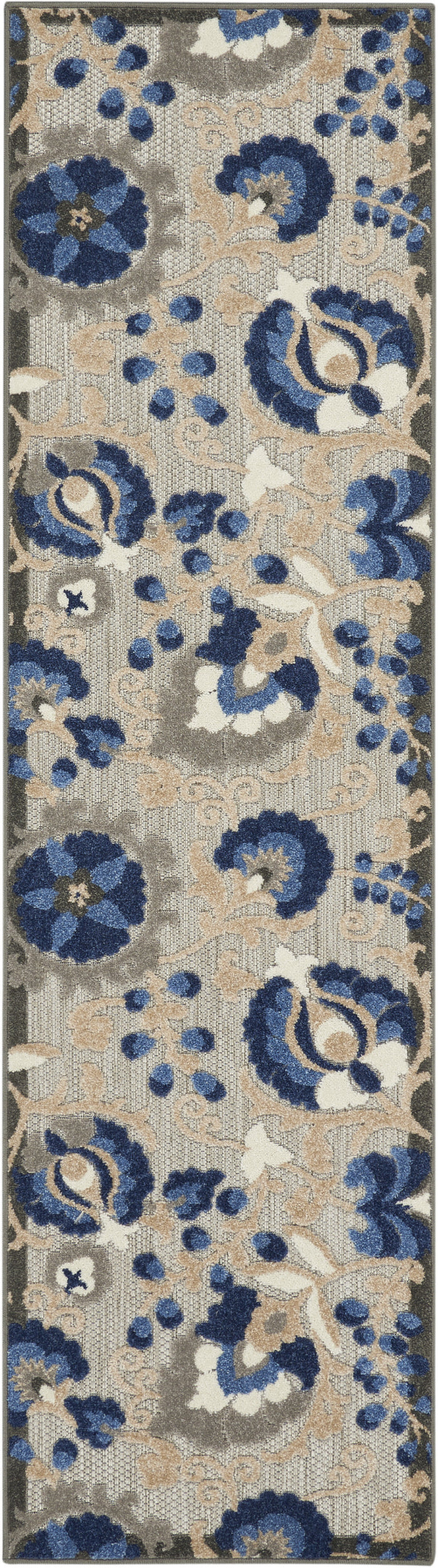 8' Blue And Gray Indoor Outdoor Area Rug