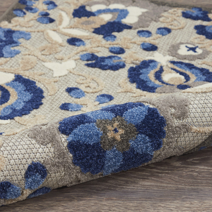 8' Blue And Gray Indoor Outdoor Area Rug