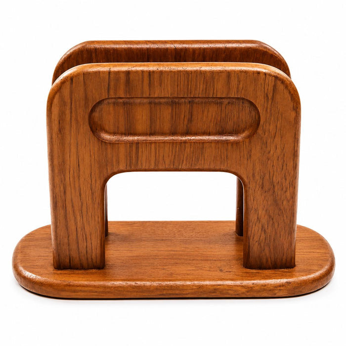8" Brown Solid Wood Napkin Holder
