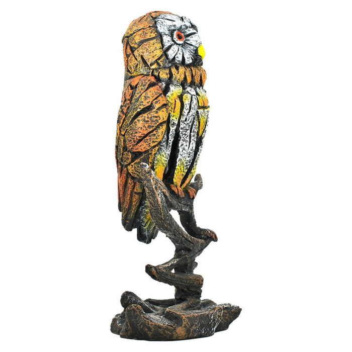 8" Brown Yellow And White Resin Owl Tabletop Sculpture