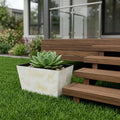 8" Cream Recycled Plastic Indoor Outdoor Rectangular Planter Box