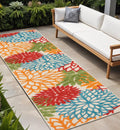 8' Green And Ivory Indoor Outdoor Area Rug