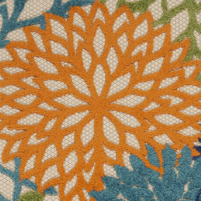 8' Ivory And Blue Indoor Outdoor Area Rug