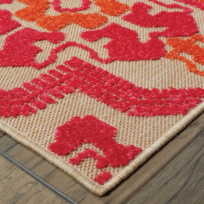 8' Pink And Orange Moroccan Indoor Outdoor Area Rug
