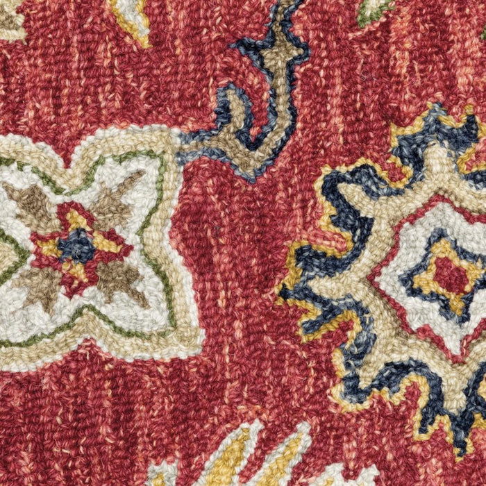 8' Red And Green Wool Hand Tufted Runner Rug
