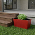 8" Red Recycled Plastic Indoor Outdoor Rectangular Planter Box