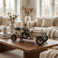 8" Silver Metal Hand Painted Model Car Tabletop Sculpture