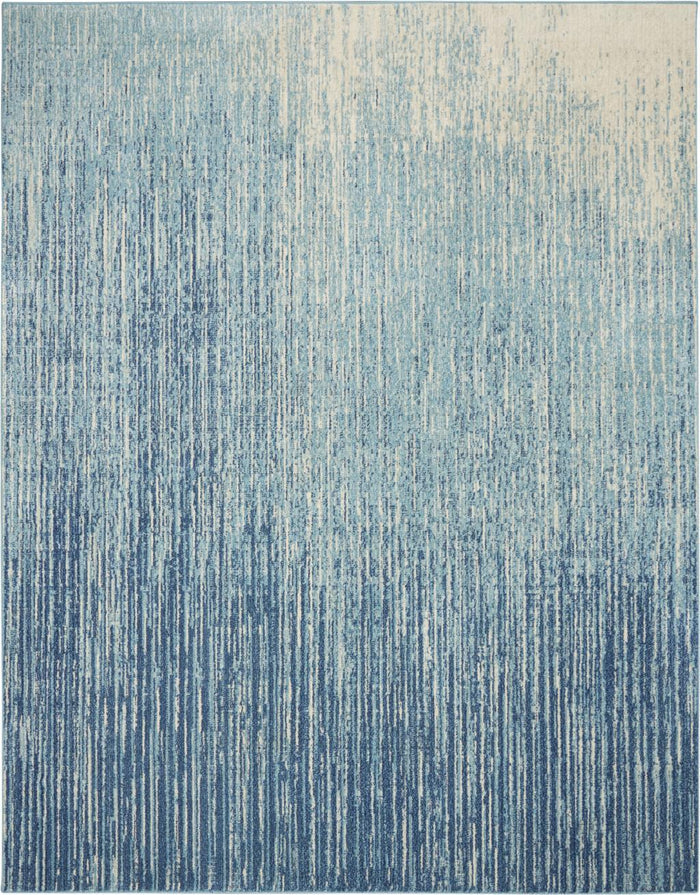 8' X 10' Blue And Ivory Abstract Area Rug