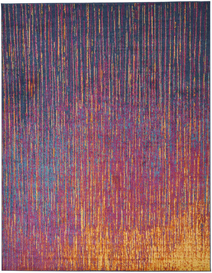 8' X 10' Blue And Orange Abstract Area Rug