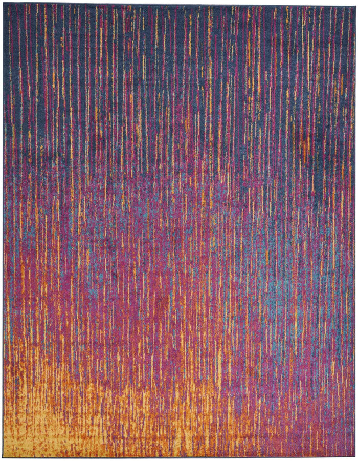 8' X 10' Blue And Orange Abstract Area Rug