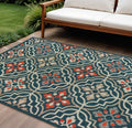 8' X 10' Blue And Orange Moroccan Indoor Outdoor Area Rug