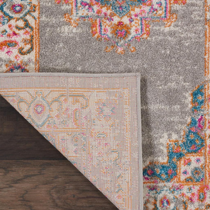 8' X 10' Gray And Gold Medallion Distressed Area Rug