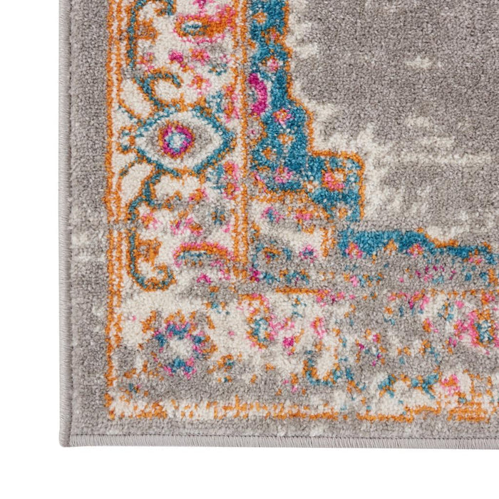 8' X 10' Gray And Gold Medallion Distressed Area Rug