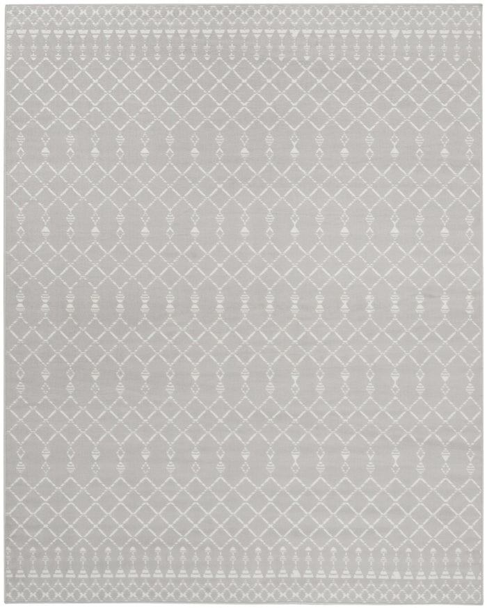 8' X 10' Gray and Ivory Moroccan Distressed Non Skid Area Rug