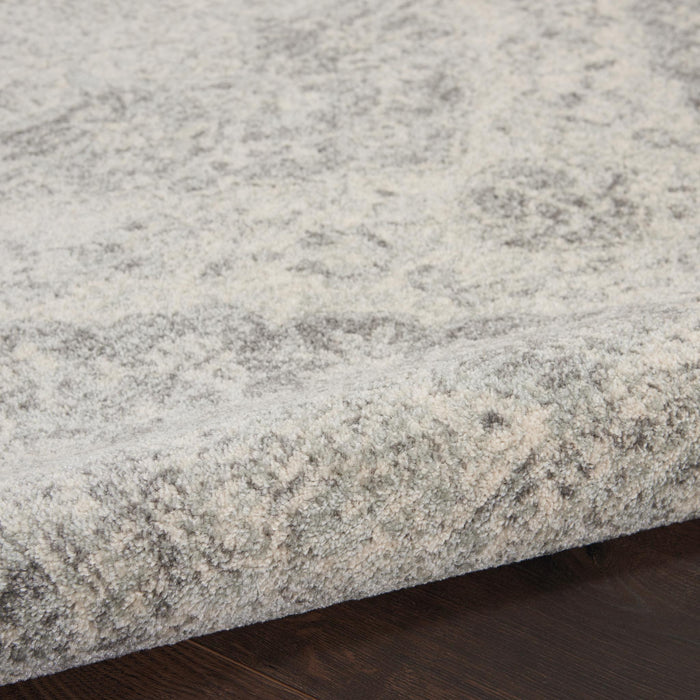 8' X 10' Ivory And Gray Floral Medallion Distressed Area Rug