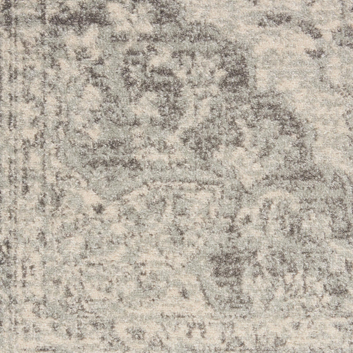 8' X 10' Ivory And Gray Floral Medallion Distressed Area Rug