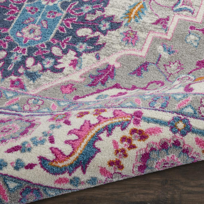 8' X 10' Light Gray And Pink Medallion Area Rug