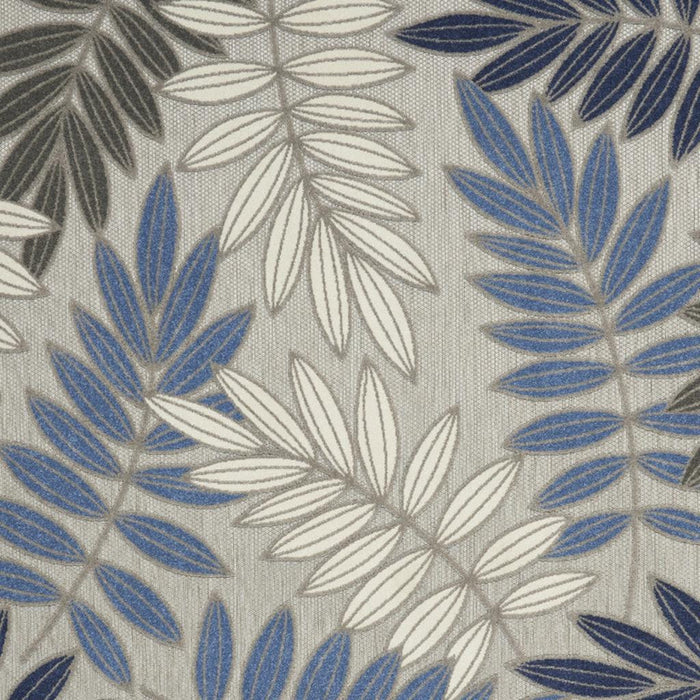 8' X 11' Blue And Gray Floral Indoor Outdoor Area Rug