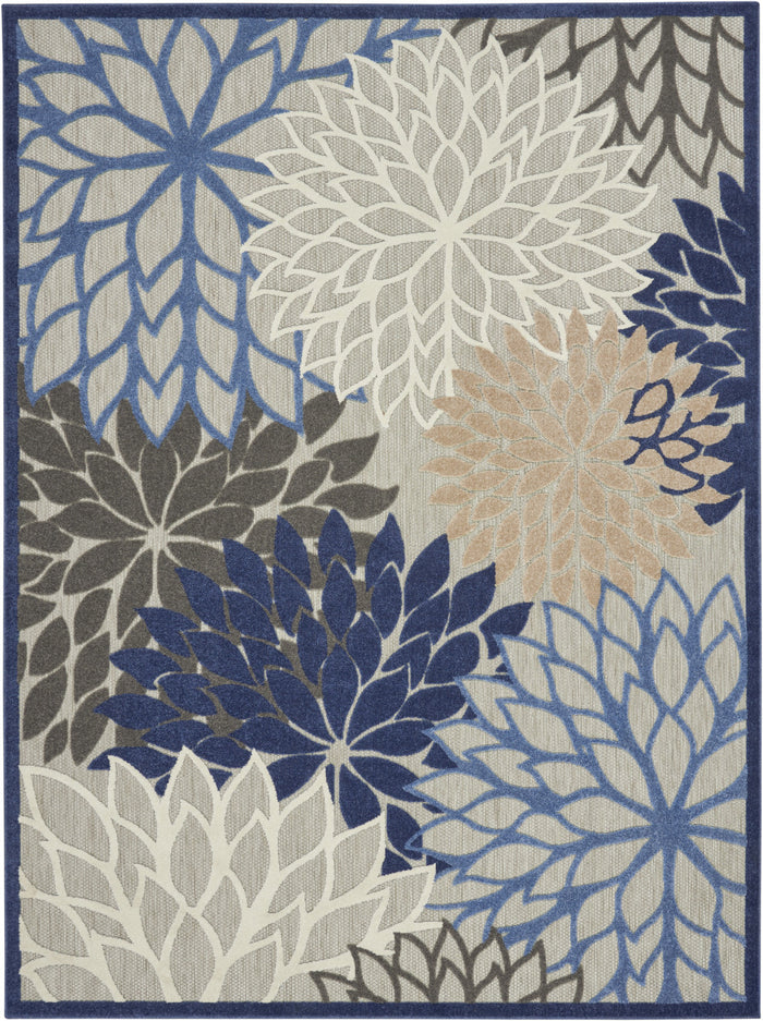 8' X 11' Blue And Gray Indoor Outdoor Area Rug