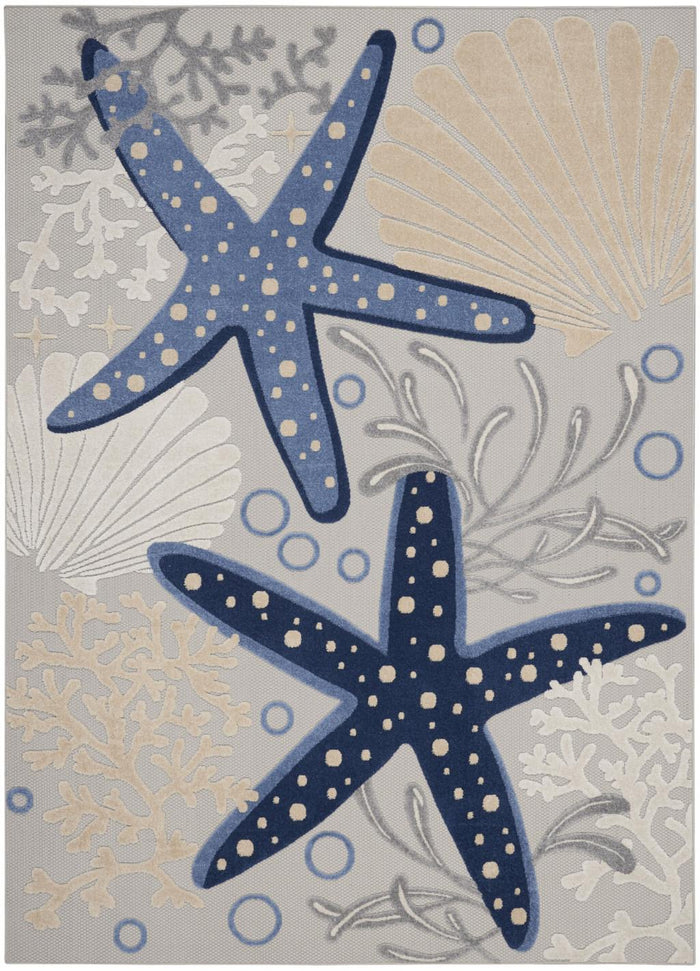 8' X 11' Blue And Gray Indoor Outdoor Area Rug