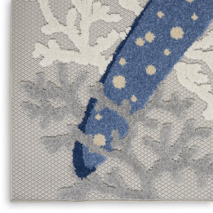 8' X 11' Blue And Gray Indoor Outdoor Area Rug