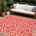 8' X 11' Pink And Orange Moroccan Indoor Outdoor Area Rug