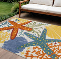 8' X 11' Yellow And Ivory Indoor Outdoor Area Rug