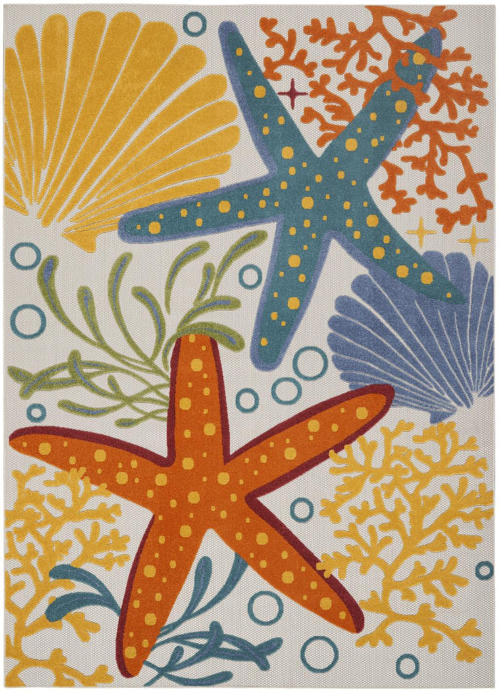 8' X 11' Yellow And Ivory Indoor Outdoor Area Rug