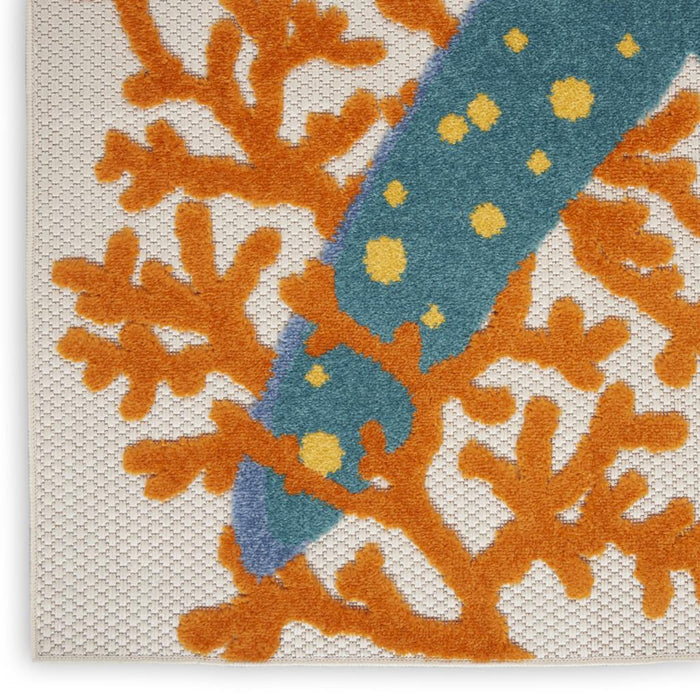 8' X 11' Yellow And Ivory Indoor Outdoor Area Rug