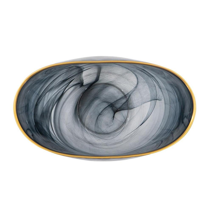 9" Charcoal Abstract Swirl Art Glass Table Vase