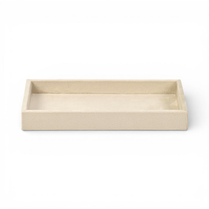 9" Cream Wood And Velvet Handmade Trinket Tray