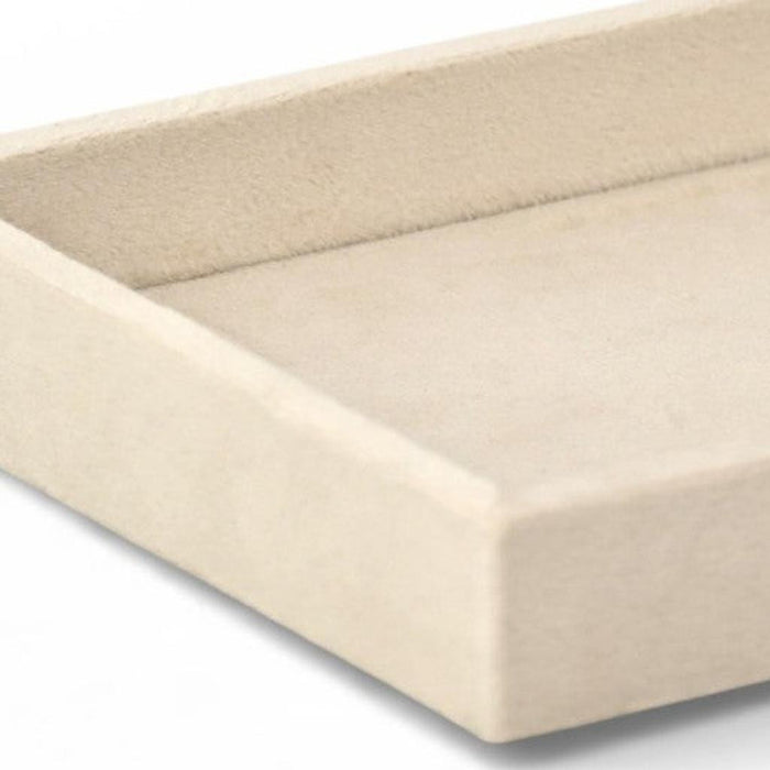 9" Cream Wood And Velvet Handmade Trinket Tray