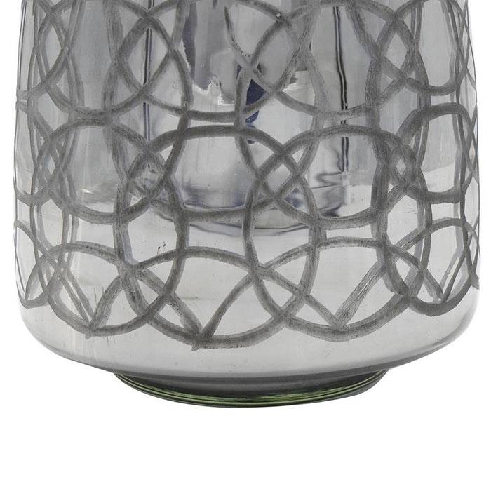 9" Dark Gray Geometric Etched Glass Table Vase