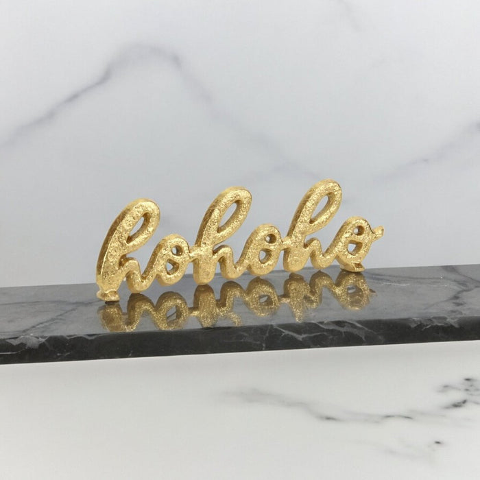 9" Gold Cast Iron Christmas Tabletop Sign