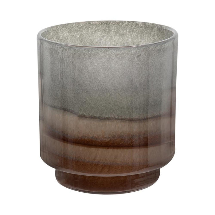 9" Gray And Brown Ombre Glass Round Table Vase