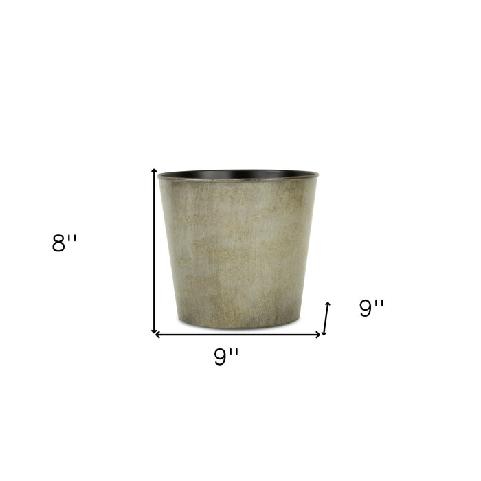 9" Gray Recycled Plastic Indoor Outdoor Round Pot Planter