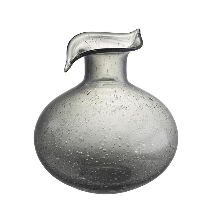 9" Light Gray Bubble Glass Round Table Vase