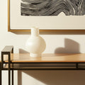 9" White Mottled Handblown Glass Table Vase