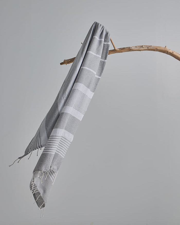 Παρεό με Λευκές Ρίγες & Κρόσσι Amaya 90x170cm