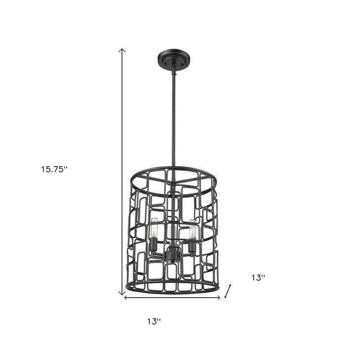 Amoret 3-Light Matte Black Convertible Pendant