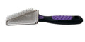 Purple and black soft pin slicker triangle brush by Animal House