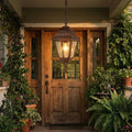 Antique Brown Beveled Glass Outdoor Hanging Light