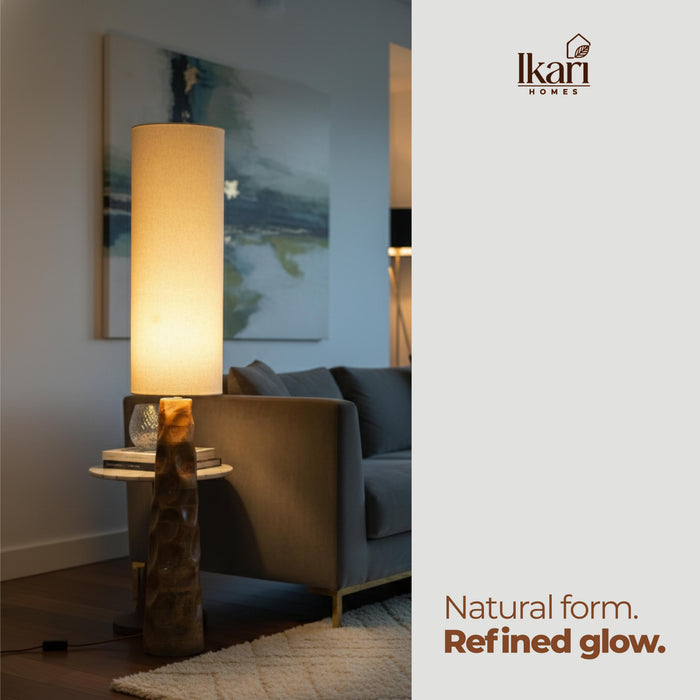 Arco Carved Floor Lamp - A Statement of Sculpted Warmth