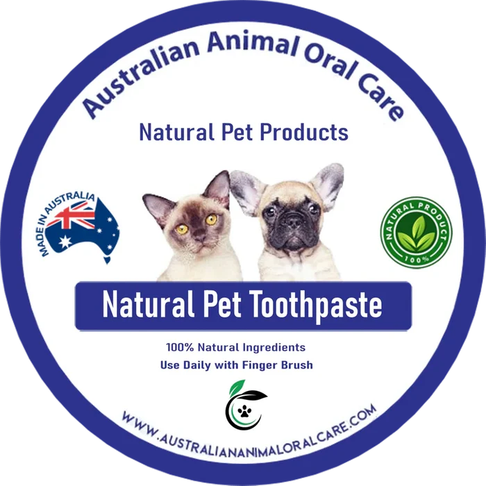 Australian Animal Oral Care Natural Pet Toothpaste logo with a cat and dog