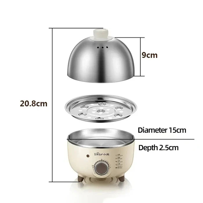 BEAR Mini Household Electric Egg Steamer Boiler Automatic Multi Cooker Egg Custard Steaming Cooker With Timer