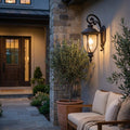 Black And Clear Seeded Dimmable Outdoor Hanging Light With Black And Clear Shades